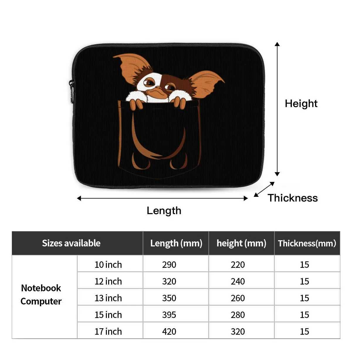 Laptop Sleeve Case Gremlins Monster Gremlin Christmas Movie 10 12 13 15 17 Inch Notebook Bag Case Gizmo Pocket Shockproof CaseW251015