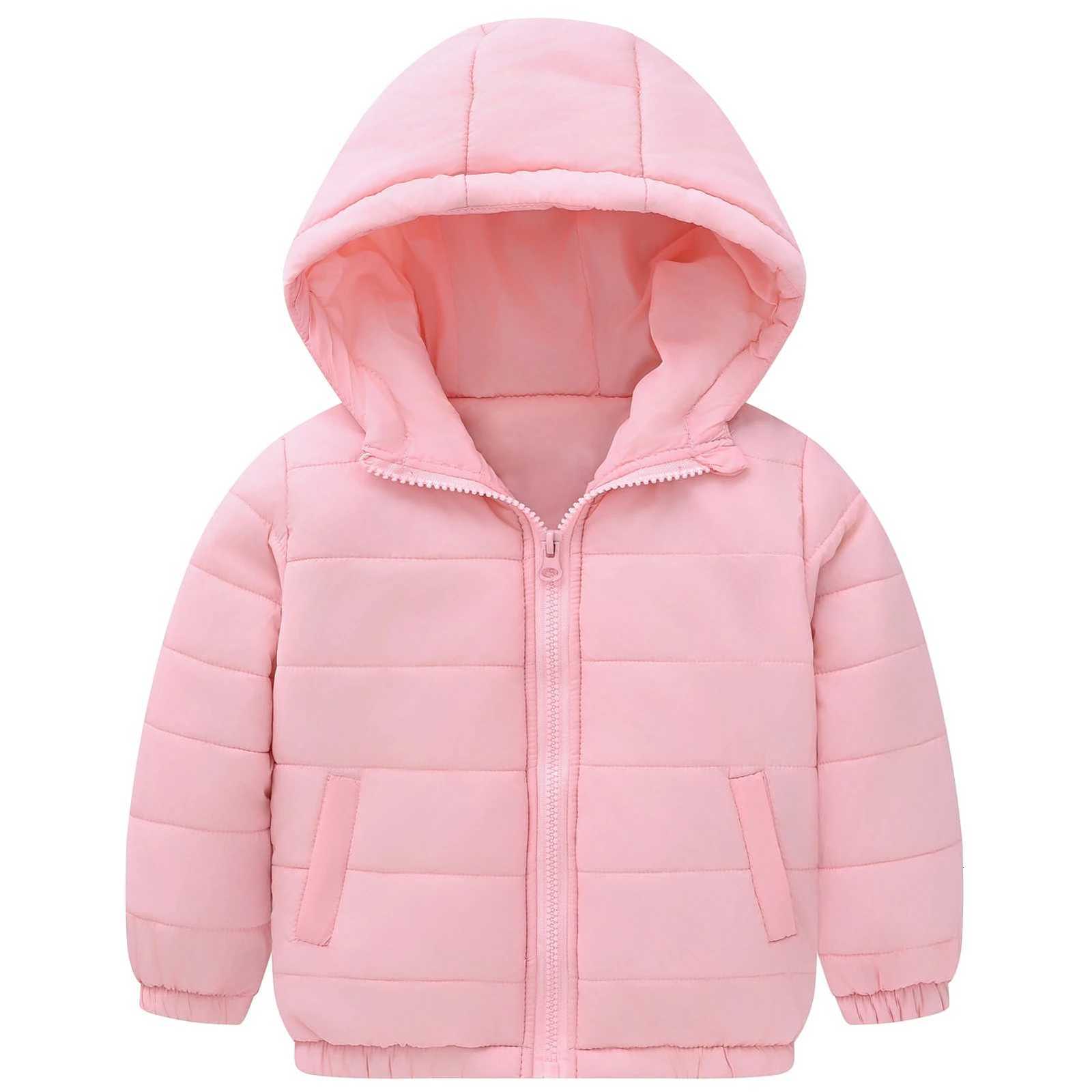Childrens Boys Down Jacket with HoodWindproof Warm ParkaGirls Padded CoatSolid Color OutwearLightweight Kids Quilted JacketT251016