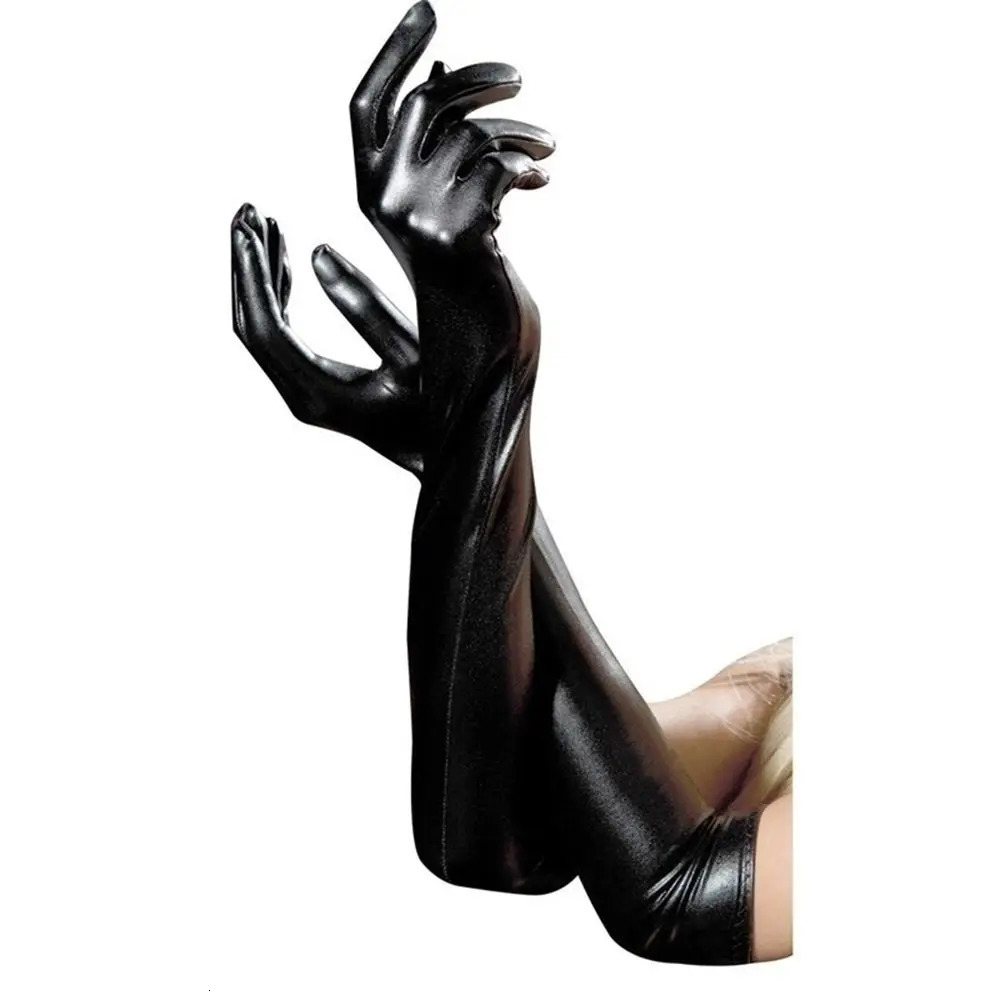 Adult Sexy Long Latex Gloves Black Ladies Hippop Fetish Faux Leather Gloves Clubwear Sexy Catsuit Cosplay Costumes Accessory251010 - view 5