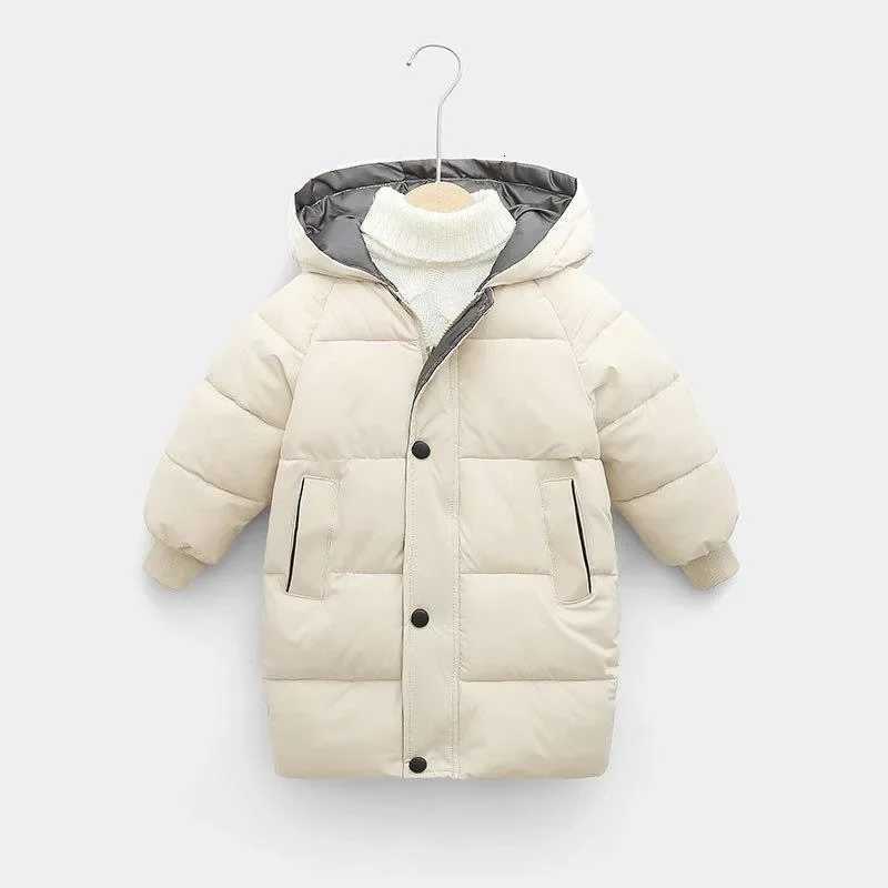 Boys Girls CottonPadded Coats Kids Long Down Autumn Winter Teen Cotton Clothes Outerwear Big Children Thicken Warm JacketT251016