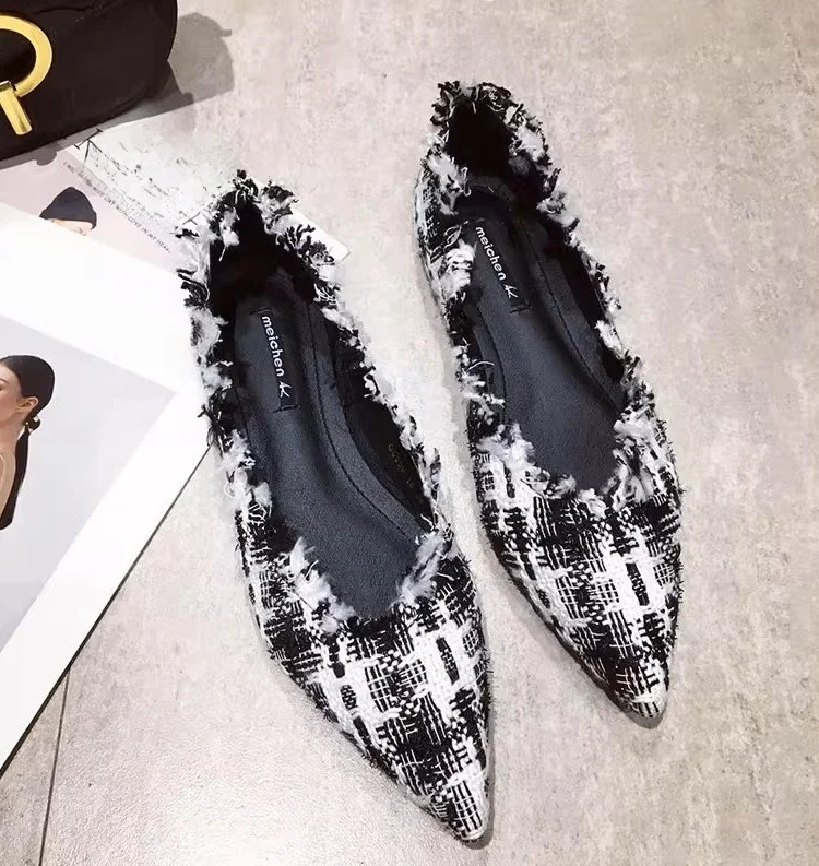 Womens Flat oes Spring Autumn Versatile Pointed Toe Ele Soft Bot Casual Low Cut Faionable Single oes 251013