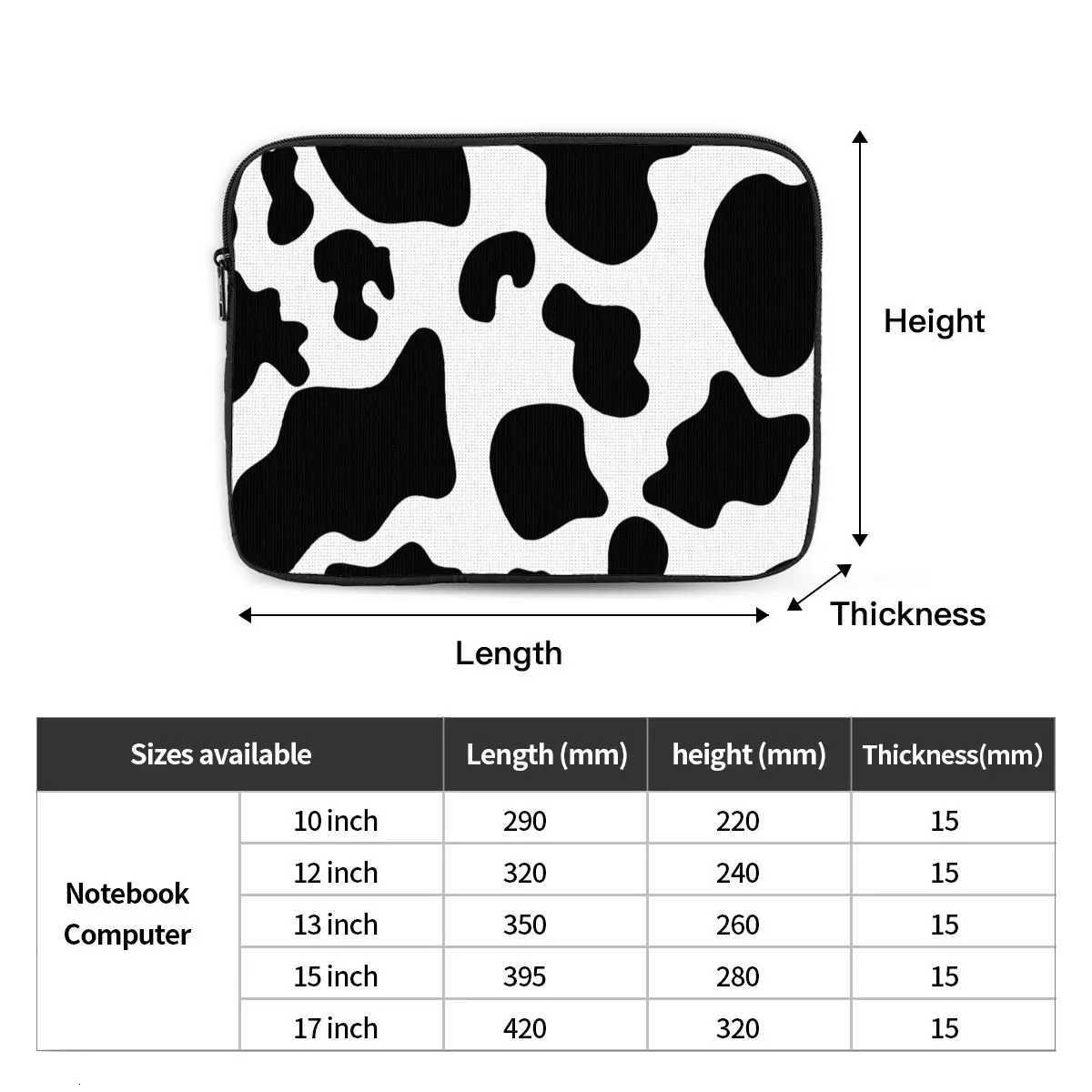 Cow Spots Animal Print Laptop Bag Case for Macbook Air Pro 10 12 13 15 17 Inch Notebook Sleeve Case Computer Shockproof Case BagW251015