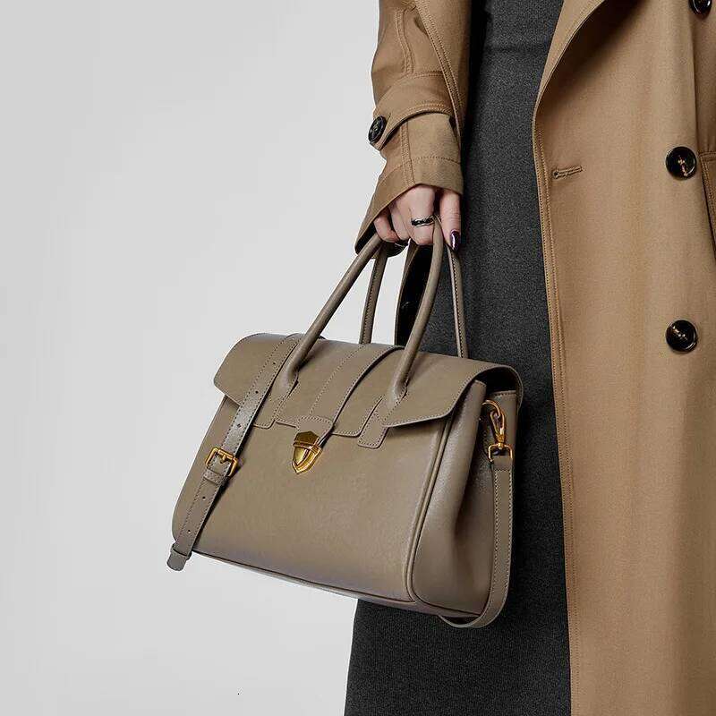 VM FASHION KISS Oil Wax Genuine Leather For Women Woman Shoulder Large Capacity Square Tote Bag Cowhide Handbag