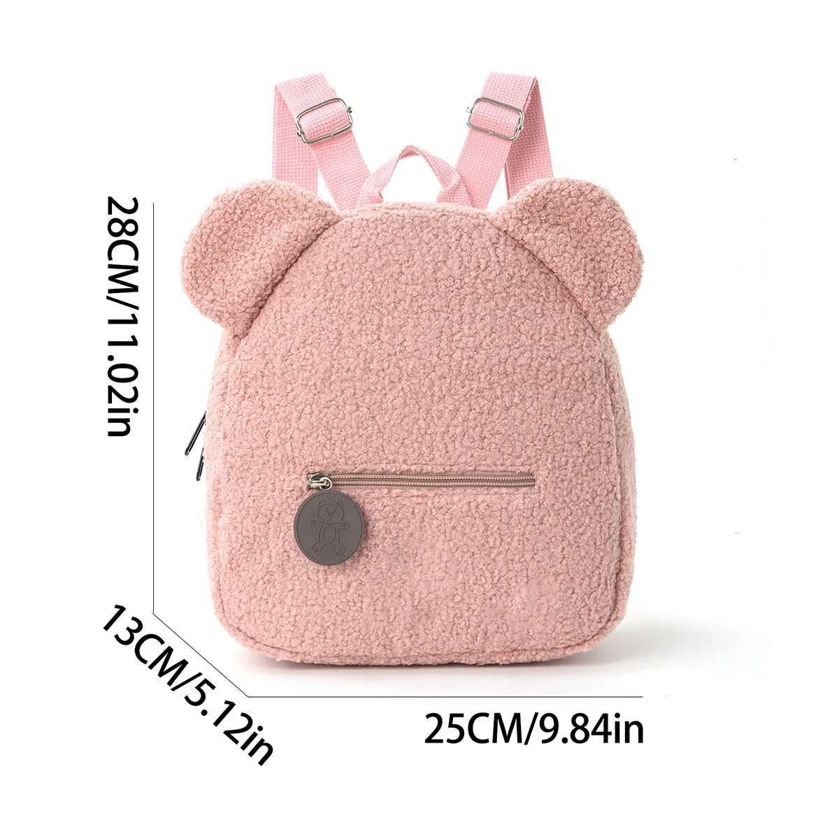 Cute Bear Ear Fleece Backpack for Girls 1Pcs Warm Lambswool Small Daypack Kids Casual School Bag Rucksack for Travel ShoppingT251016