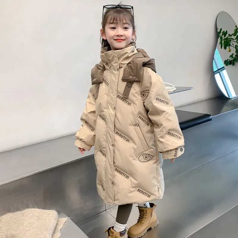 Girls Winter Clothing down Jacket New Western Style Childrens Winter White Duck down Coat Girls Thickened Long Section TopT251016