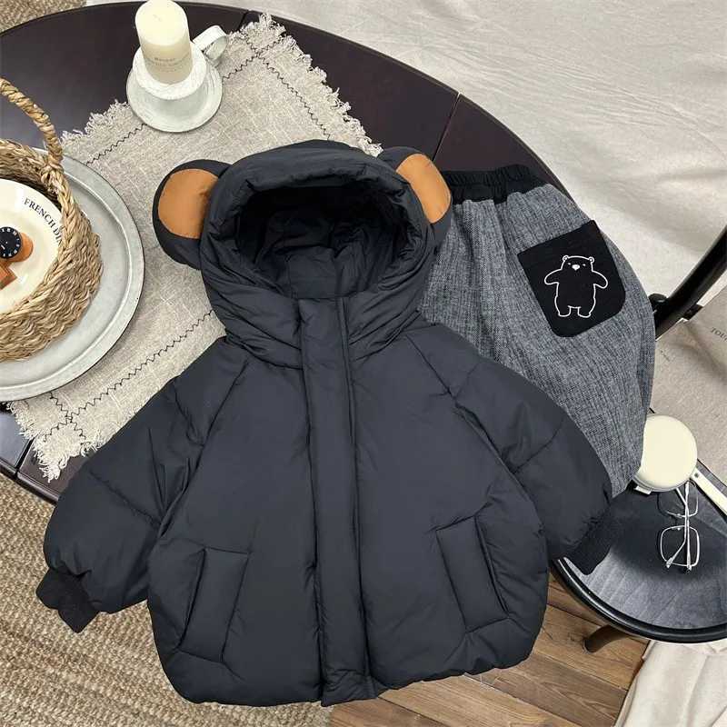 Baby Hooded Boys and Girls MidLength White Duck Down Coat Children Warm Quilted JacketT251016