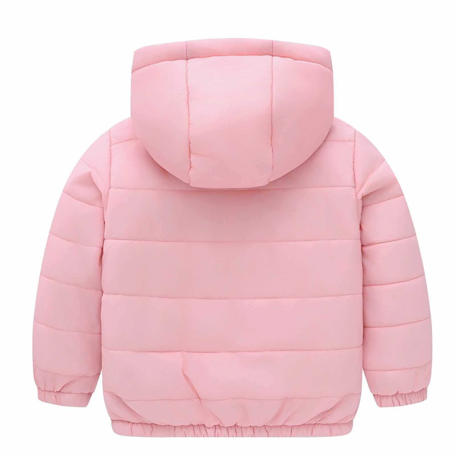 Childrens Boys Down Jacket with HoodWindproof Warm ParkaGirls Padded CoatSolid Color OutwearLightweight Kids Quilted JacketT251016