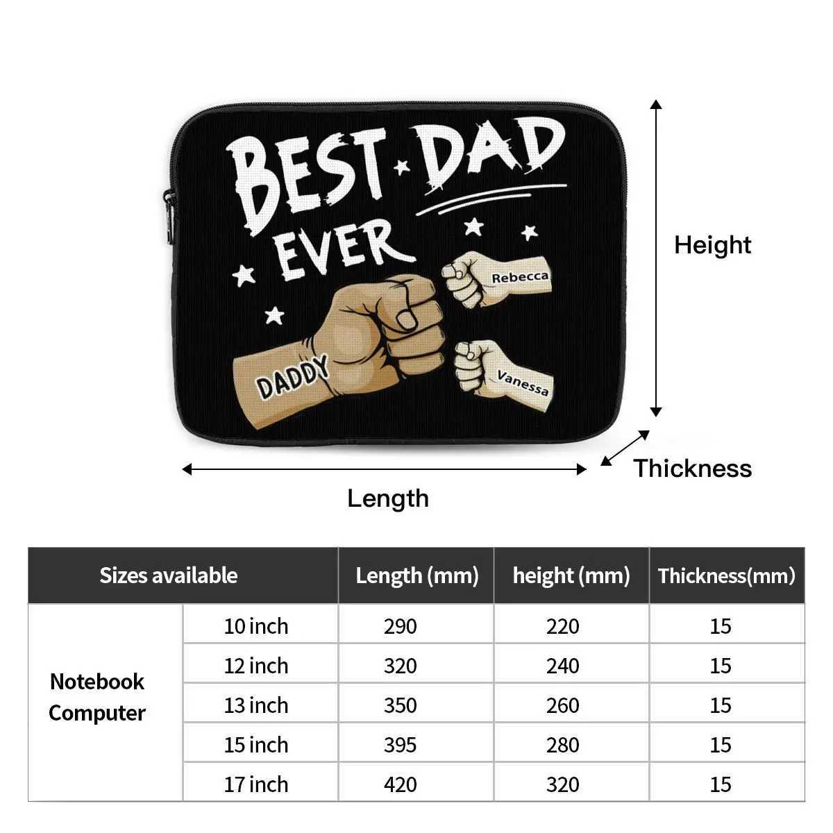 Laptop Notebook Bag Case DIY Personalized Name Custom Gift For Dad Father Best Dad Ever Fathers Day Birthday Gift Tablet BagW251015