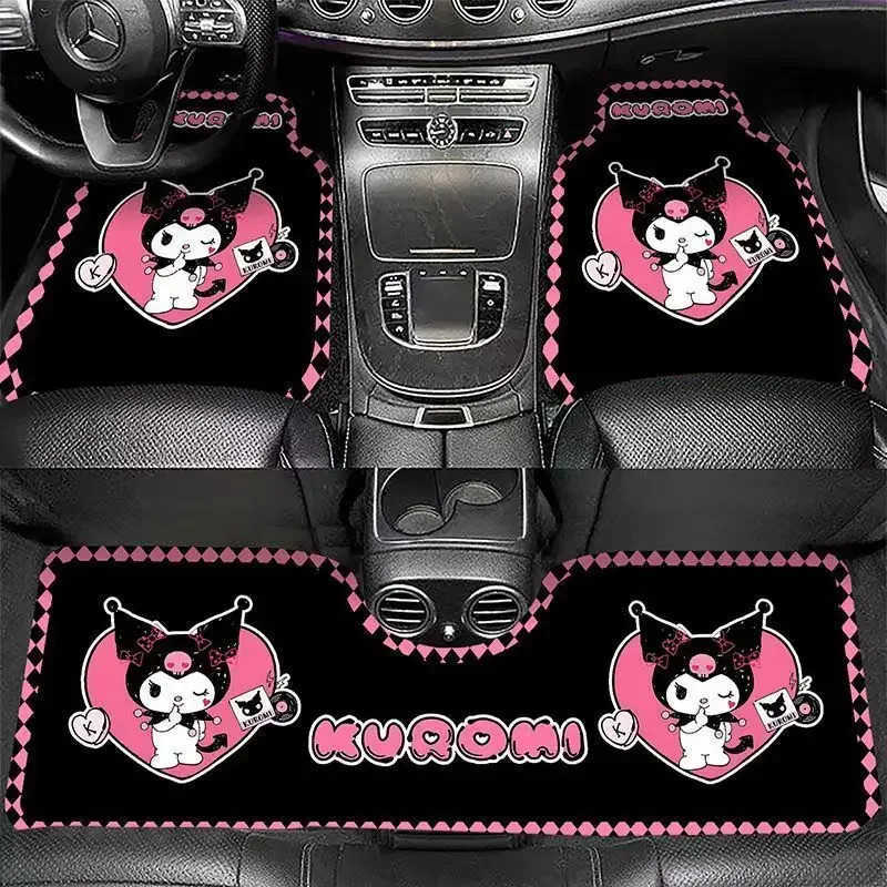 Sanrio Kawaii Hello Kitty Crystal Velvet Car Floor Mats My Melody Kuromi Anime Cartoon Wearresistant Car Protective Floor Mats L251016