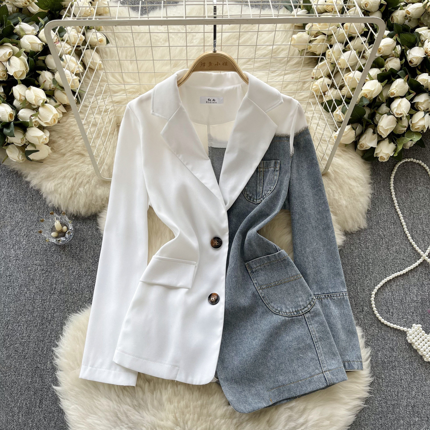 2025 autumn and design winter new lightweight luxury European American high-end women's patch designer jacket denim street style elegant fashiona