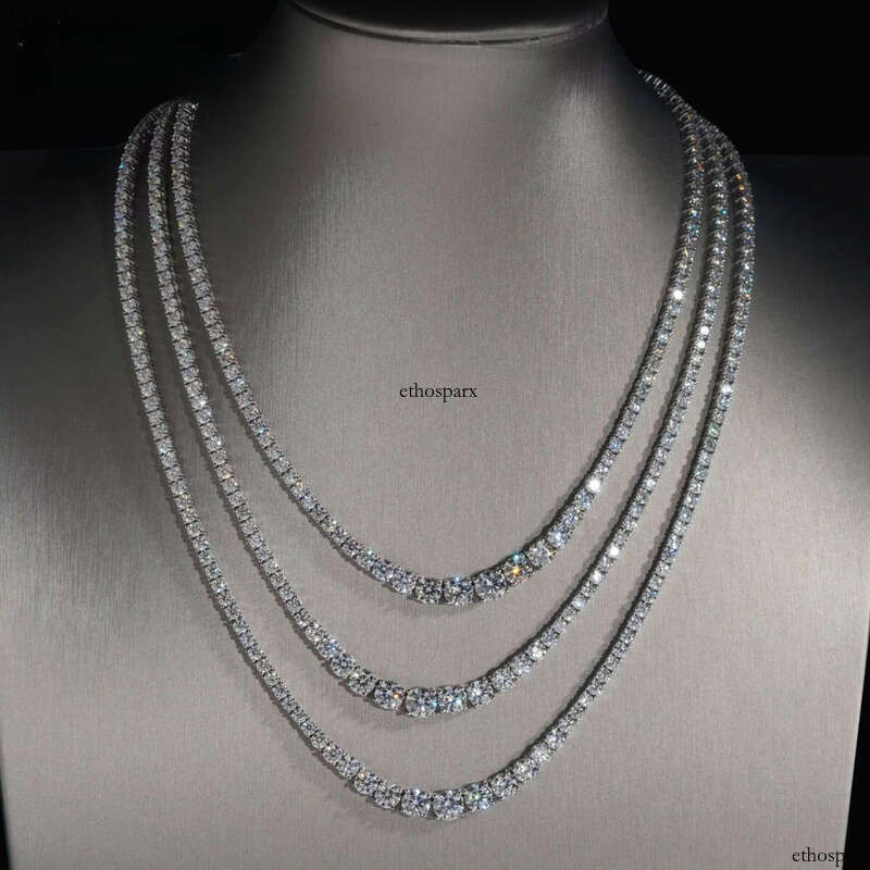 New Arrivals Fashion GRA Certificate Various Size Moissanite Dia Sier Tennis Chain Necklace Women