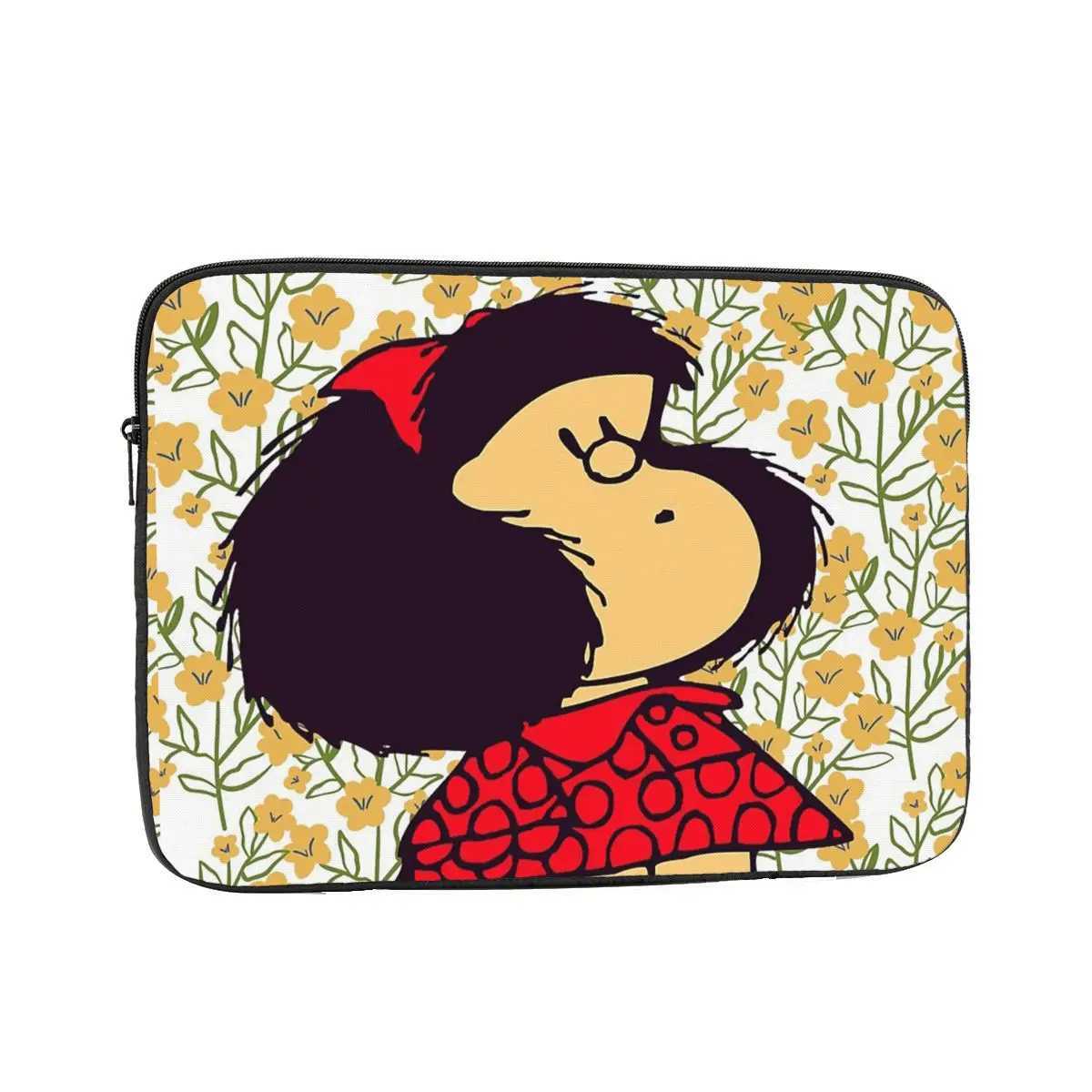 Laptop Notebook Bag Case Mafalda And Flowers Computer Sleeve Case Kawaii Cartoon 10 12 13 15 17 Inch Shockproof Case BagW251015