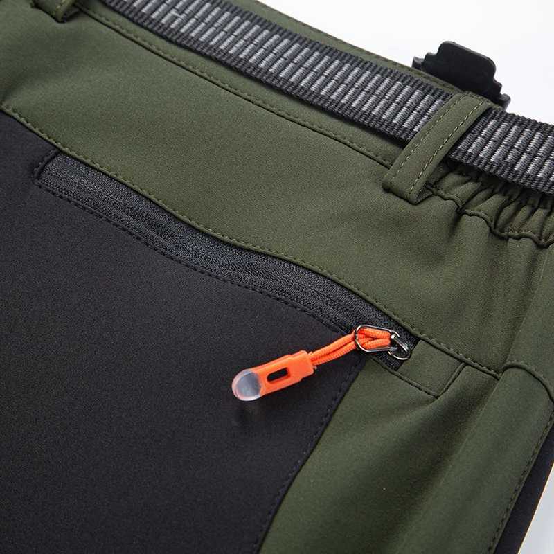 LNGXO Thick Warm Fleece Hiking Pants Men Winter Waterproof Windproof Outdoor Soft Shell Rain Trousers Trekking Camping Ski Pants J2512031