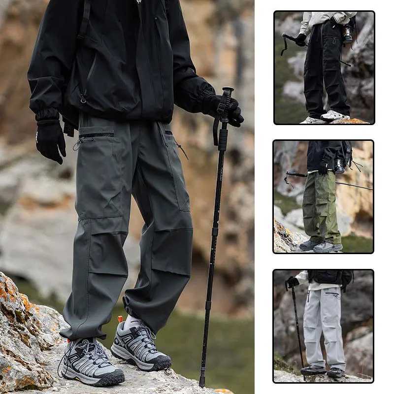 Hiking Pants Men Waterproof Windproof Breathable Elastic Waist Climbing Trekking Fishing Pants Camping Casual Overalls Trousers J251203