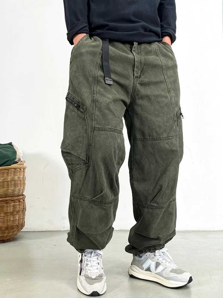 Japanese Streetwear Long Staple Cotton Twill Cargo Pants Men Harajuku Plus Size Casual Work Pants Baggy Trousers J251203