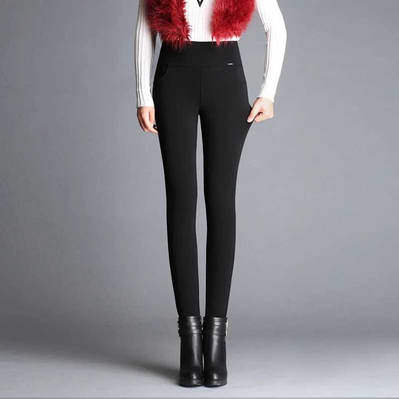 High Waisted Stretch Fleece Pencil Pants for Women Blue Leggings Thick Gold Velvet Slim Warm Plus Size 5XL 6XL WinterT251016