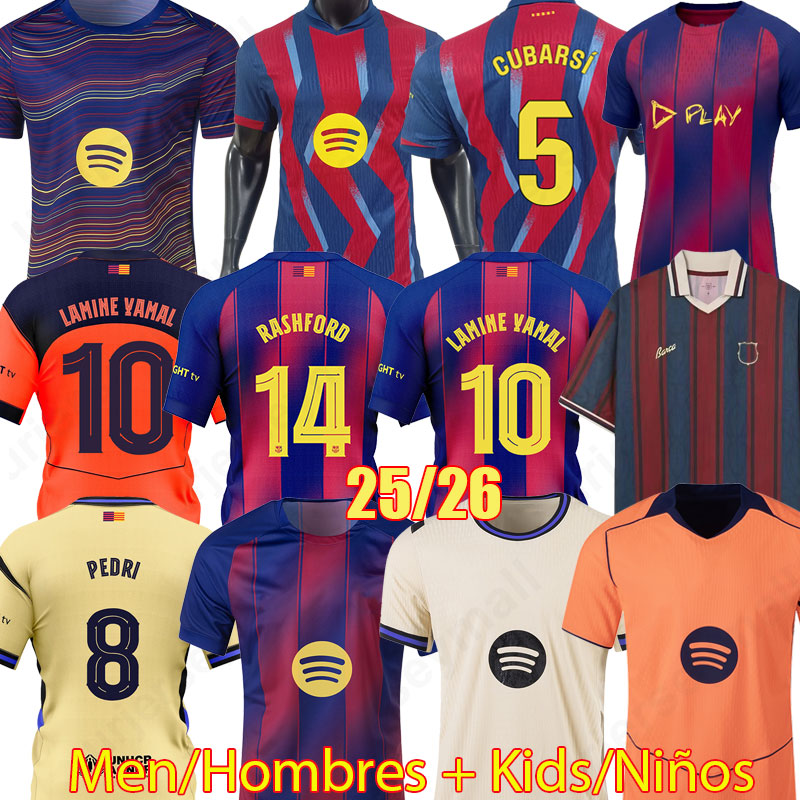 25 26 LAMINE YAMAL soccer jerseys 2025 2026 PEDRI LEWANDOWSKI RASHFORD GAVI FERRAN ROQUE OLMO Camisetas de football Shirt F. DE JONG CUBARSI football shirt kids