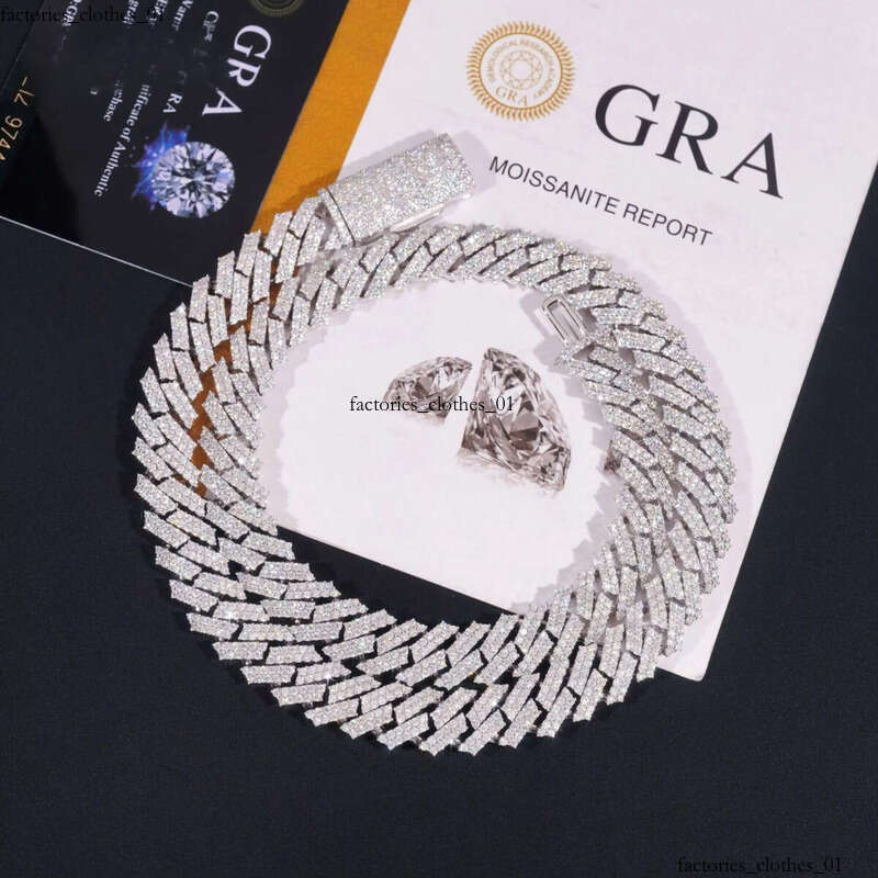 High Quality Hip Hop Jewelry Men Fashion Necklaces 12mm 2 Rows Sterling Sier Iced Out Moissanite Dia Cuban Link Chain
