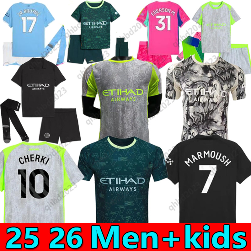 S-4XL 2025/26 HAALAND soccer jerseys FODEN MARMOUSH EDERSON M RODRIGO DOKU McATEE KOVACIC GVARDIOL SAVINHO CHERKI MAN CITY NICO football shirt men kids kits