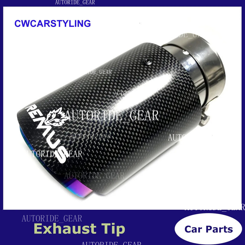 1Pc REMUS Car Tip Purple Utor28 Glossy Carbon Fiber Plain Muffler Automobile Parts Exhaust Pipe Modification