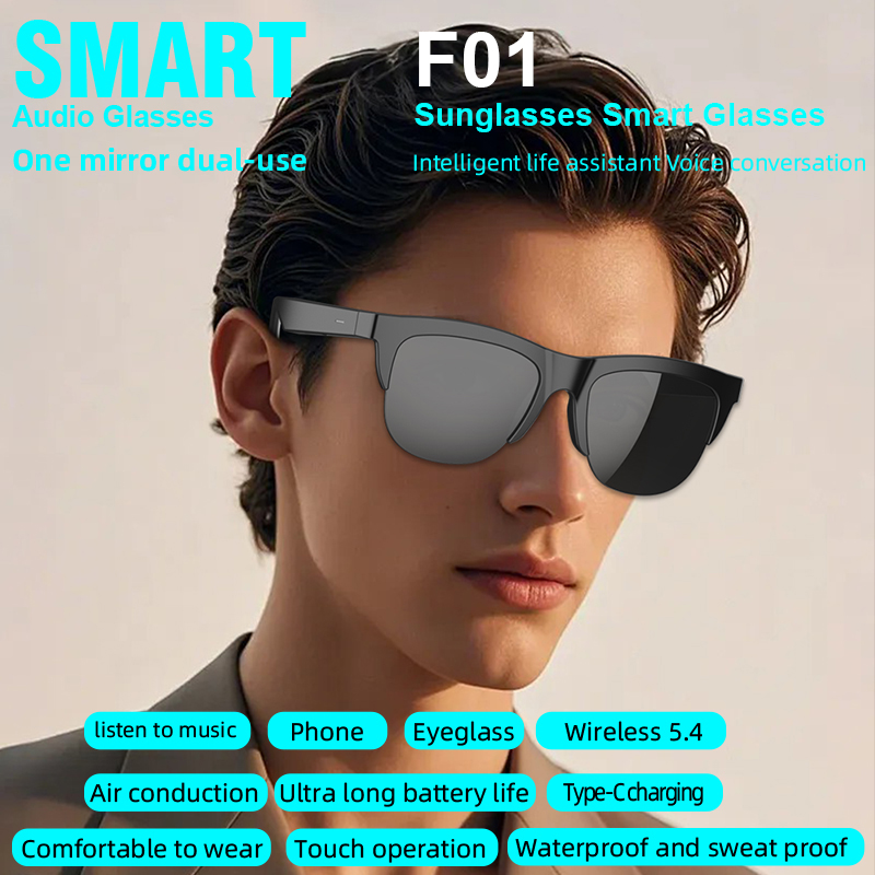Cheap F01 Smart Sunglasses Glasses Bluetooth Wireless Audio Call Outdoor Sports Headphones Anti UV Blue Light Waterproof Eyeglass For Men And Women
