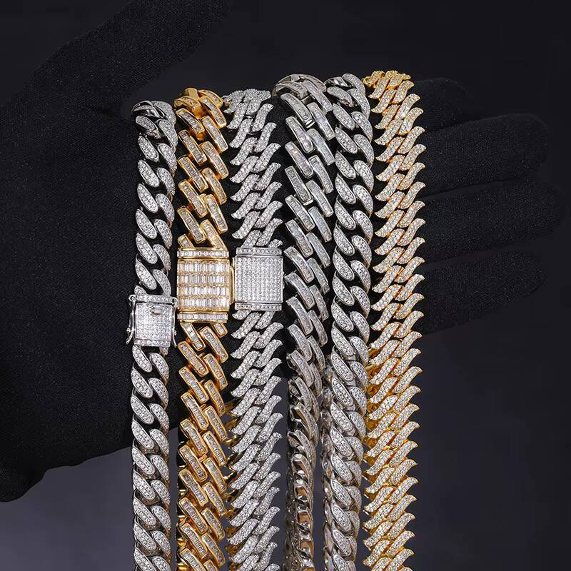 Pass Diamond Tester 16mm 925 Sterling Silver VVS Moissanite Diamond Iced Out Thorn Miami Cuban Link Chain Necklace for Men