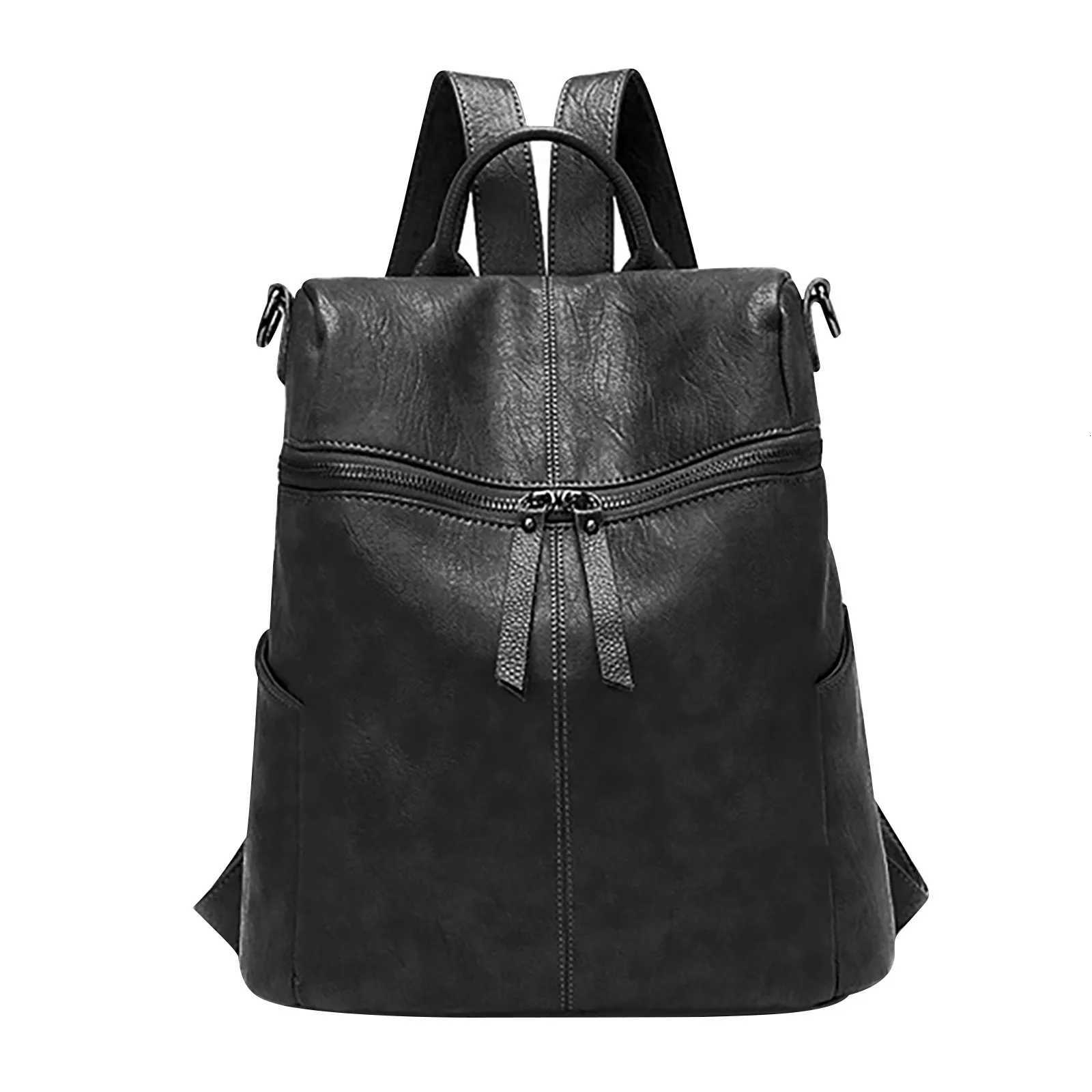 Unisex Leather duffle bags Soft Face Fashion Retro College Style Backpack School supplies back to school mochilas de hombreT251016