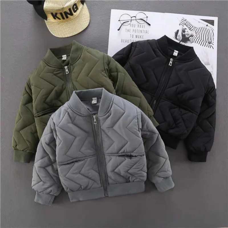 Children Solid Color Midlength Quilted Jackets Winter Boys and Girls Loose Thicken Warm Half High Collar Cottonpadded CoatsT251016