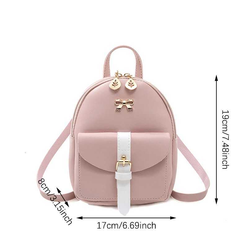 Womens Mini Backpack PU Leather Kawaii Backpack Cute Graceful Bagpack Small School Bags For Girls Bowknot Leaf HollowT251016
