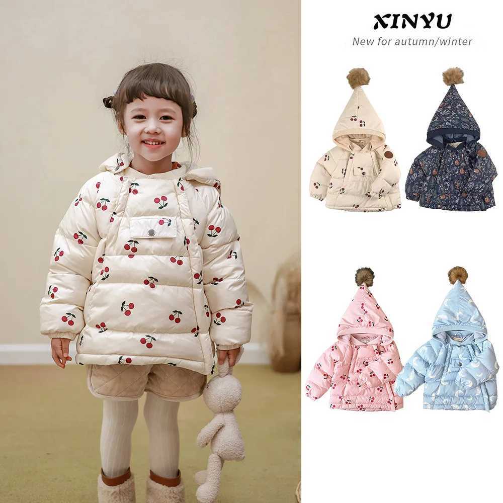 Childrens Cottonpadded Autumn and Winter Boys Padded Thick Warm Waterproof Jacket Girls Korean Version Loose Hooded CoatT251016