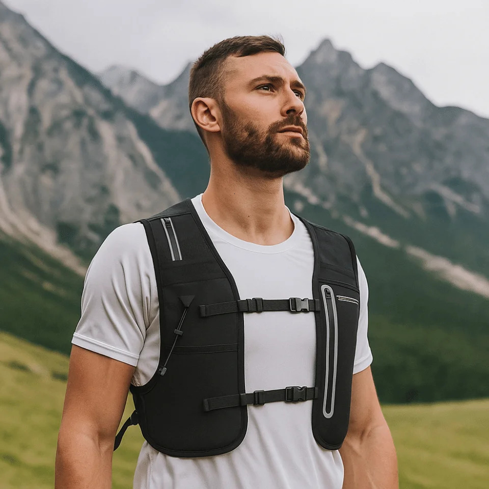 Reflective Running Vest Pack 4L Waterproof Running Hydration Vest Nylon Breathable Water Bottle Storage Vest 251016