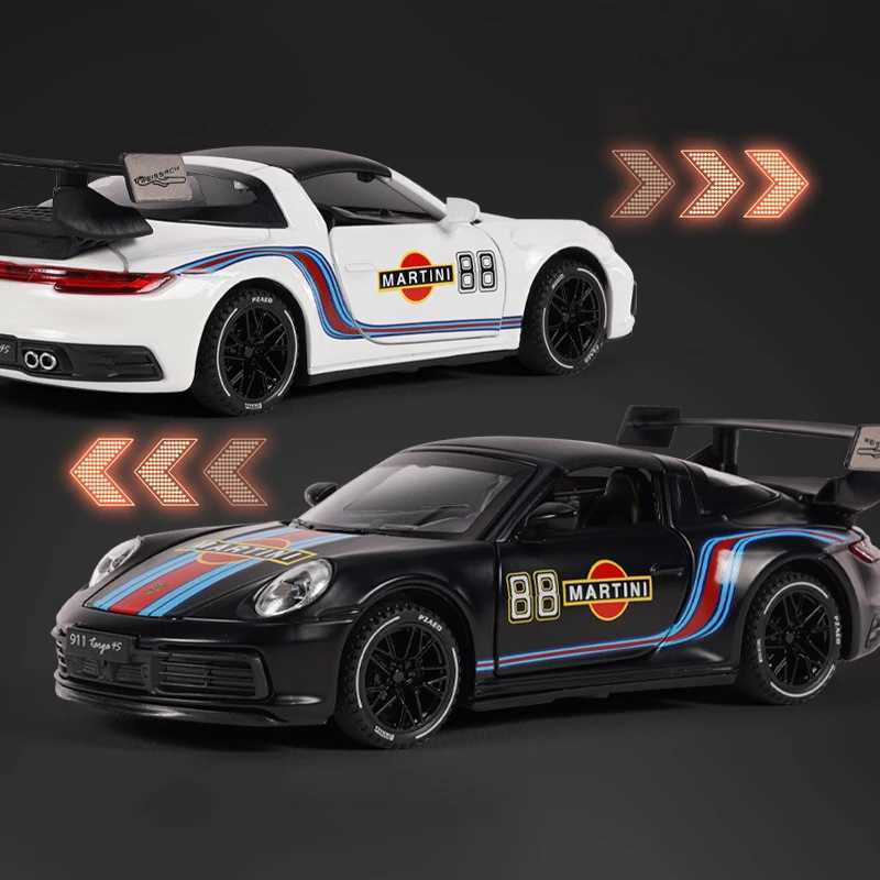 132 Porsche 911 Targa 4S Martini Racing Alloy Metal Diecast Model Car Sound And Light Pl Back Childrens Toy Car Ornament Boy C251106