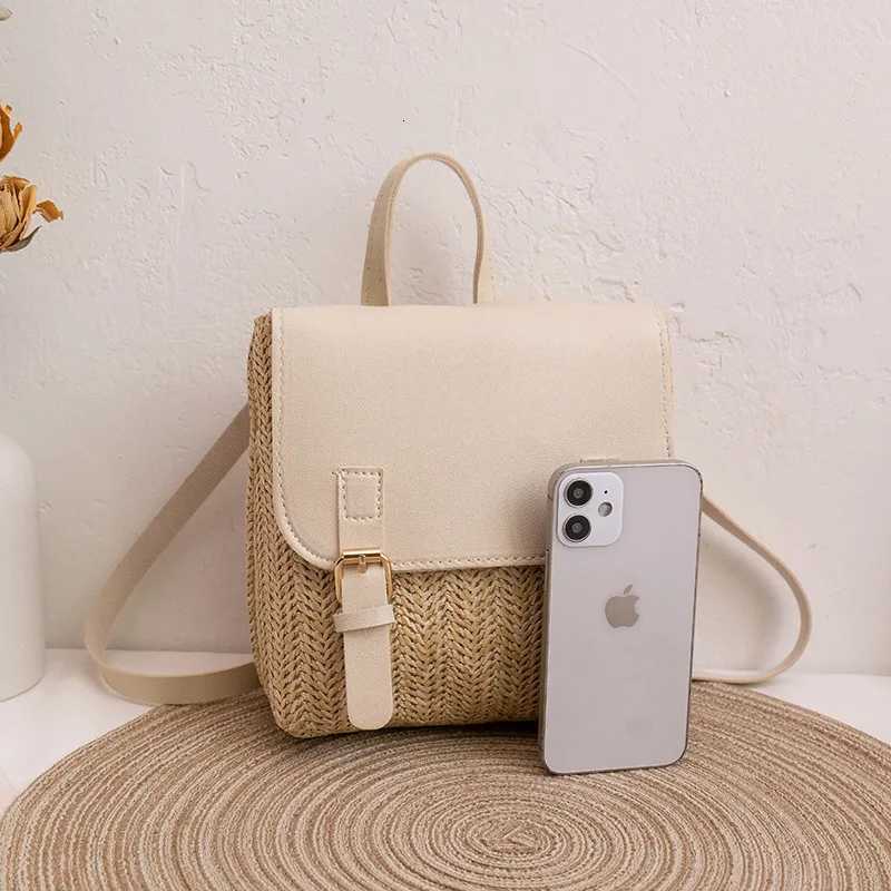 Womens bag 2023 trendy lady backpack woven stitching backpackT251016