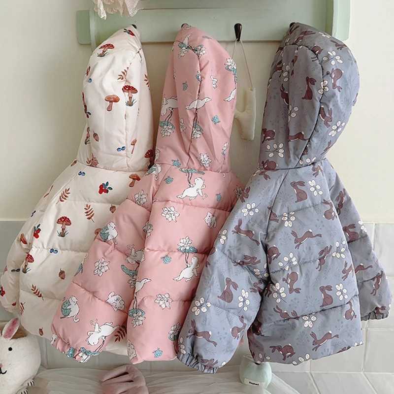 Autumn Winter Down Thick Warm Jacket Girls Cute Pattern Hooded Coats Children Outerwear Clothing Kids Warm Jacket CoatT251016