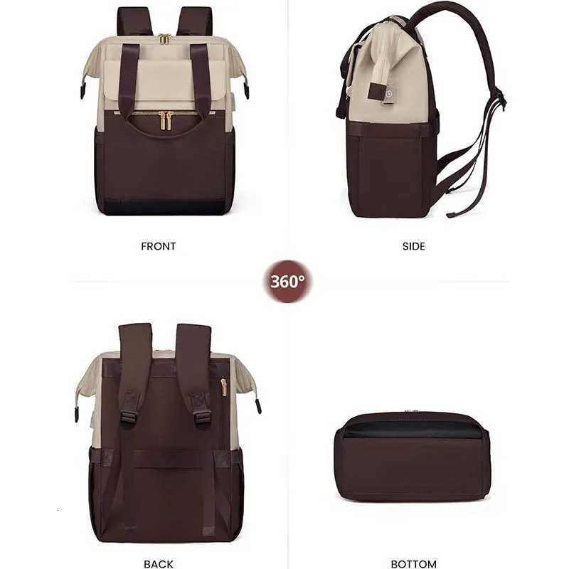 New versatile and simple crossborder womens travel laptop large capacity luggage cream colored backpackT251016