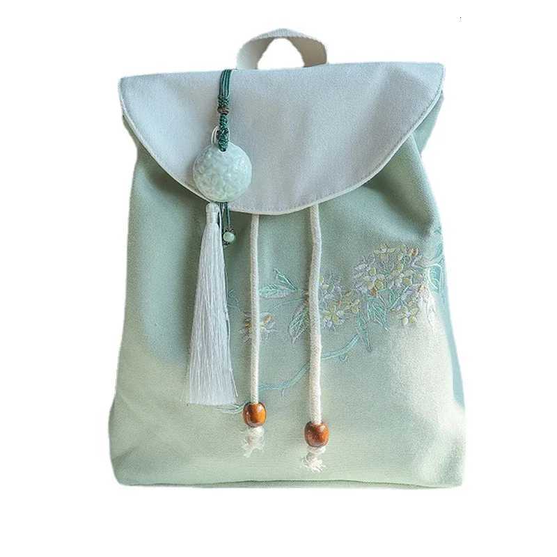 Chinese Style Canvas Strap Backpack Womens Ancient Hanfu Collocation Embroidered Backpack Cute String BackpackT251016