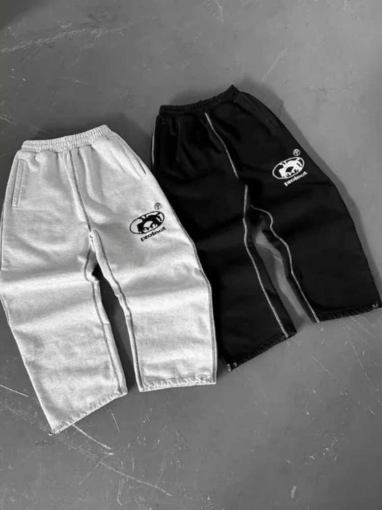 HOUZHOU Y2k Embroidery Cargo Sweatpants Women Hip Hop Streetwear Black Gray Joggers Oversize Casual Trousers Work Pants Harajuku J251203