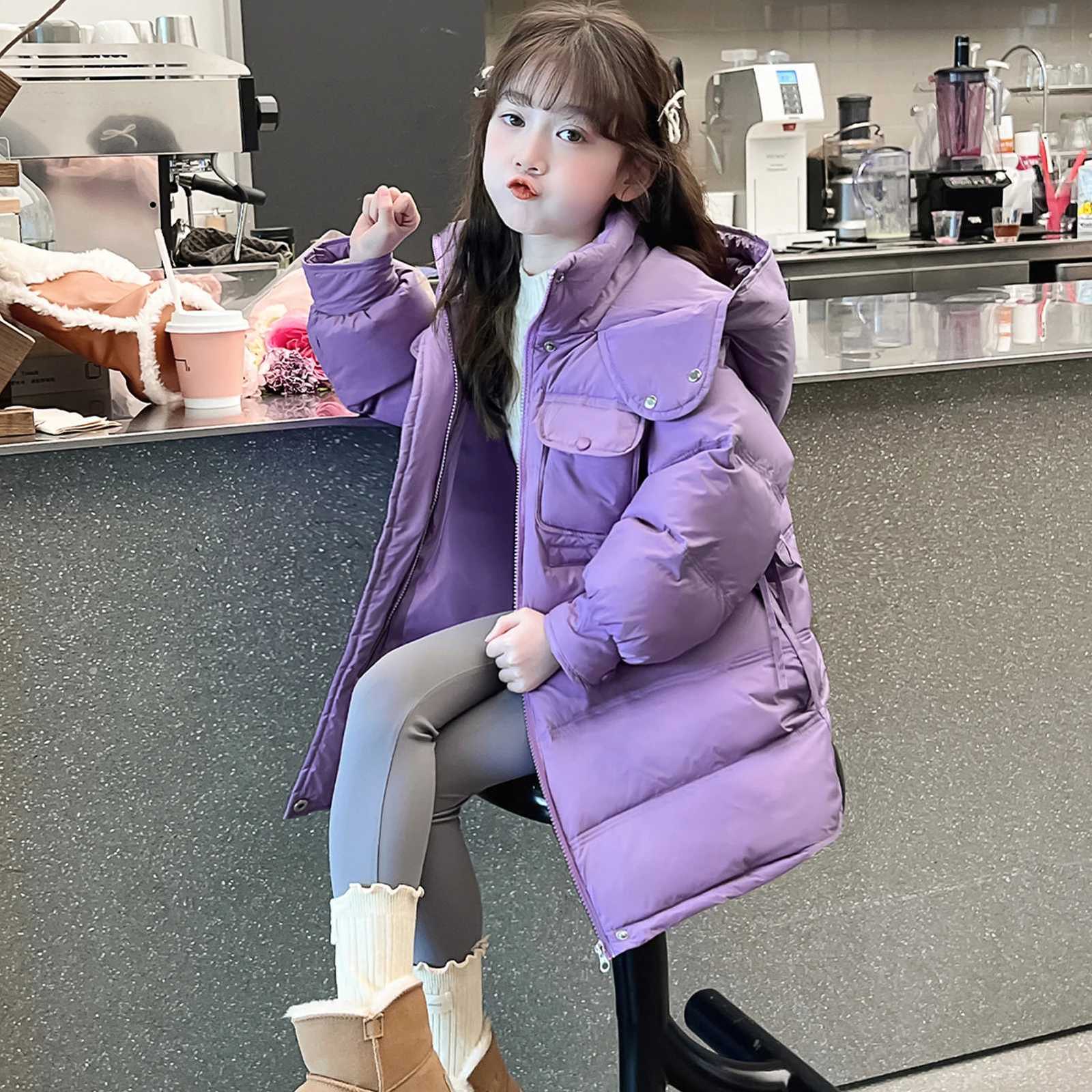 Girls Down Jacket Hooded Winter Warm Childrens Puffer Coat Thick Fashion Thick Down Cotton Parka Kids Outerwear for TeenagersT251016