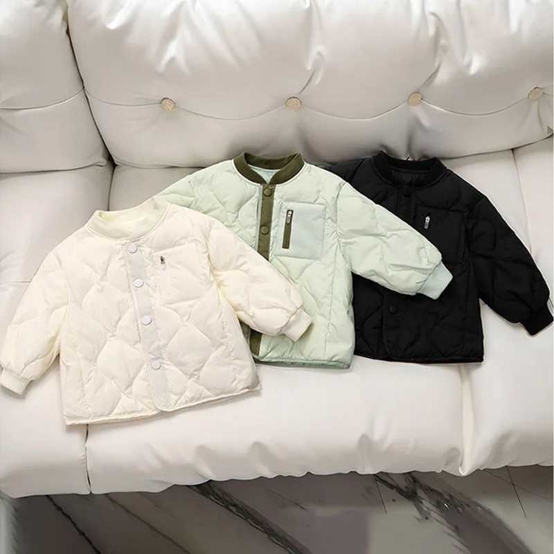 2025 New Childrens Jacket Stylish Color Blocked Warm Cotton Jacket Winter Baby Toddler Boys Girls Inner Top Chic Outerwear CoatT251016