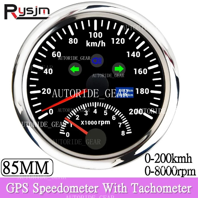 New 85Mm Digital Truck GPS Speedometer Gauge 0-200Km/H 0-120Kmh Speed Meter Utor28 Tachometer 8000Rpm For Car Boat ATV 9-32V