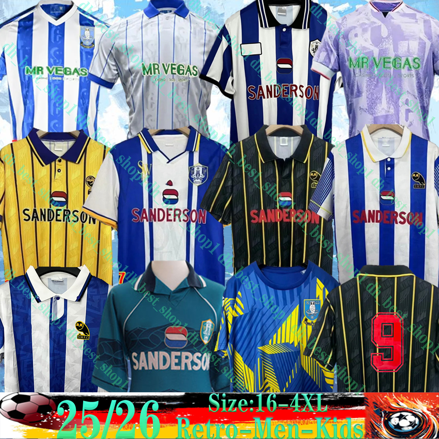 25 26 Sheffield Wednesday soccer jerseys Retro 1993 94 95 97 98 Will Vaulks Callum Paterson Michael Smith Tyreeq Bakinson Mallik Wilks Men kids training football suit