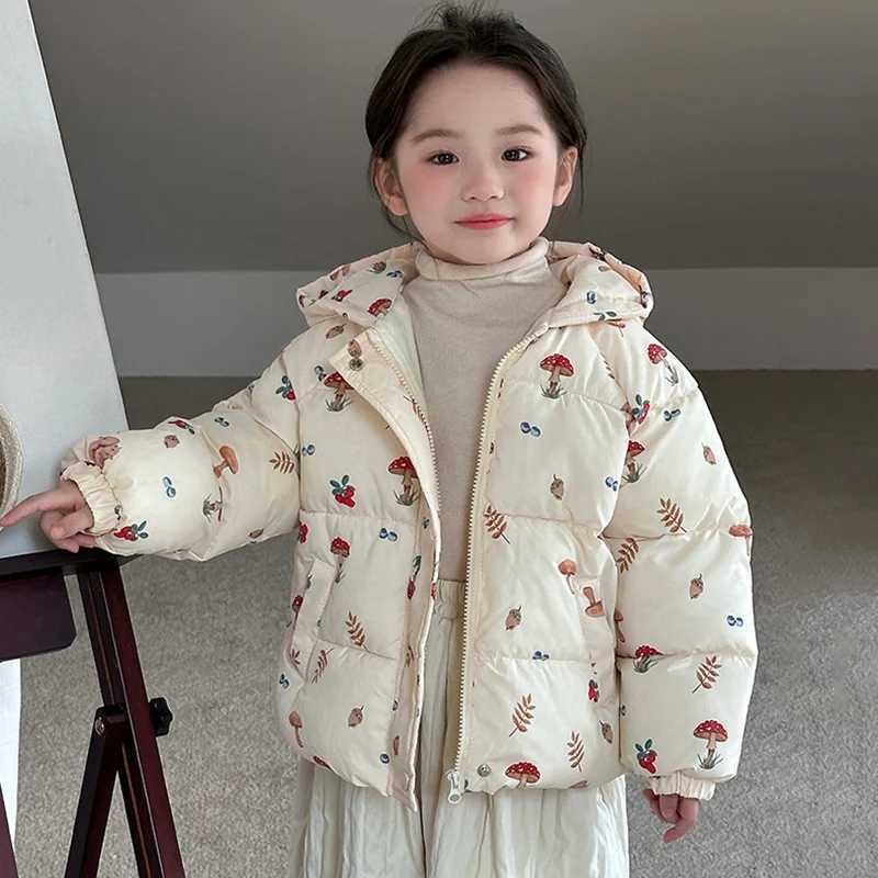 Autumn Winter Down Thick Warm Jacket Girls Cute Pattern Hooded Coats Children Outerwear Clothing Kids Warm Jacket CoatT251016