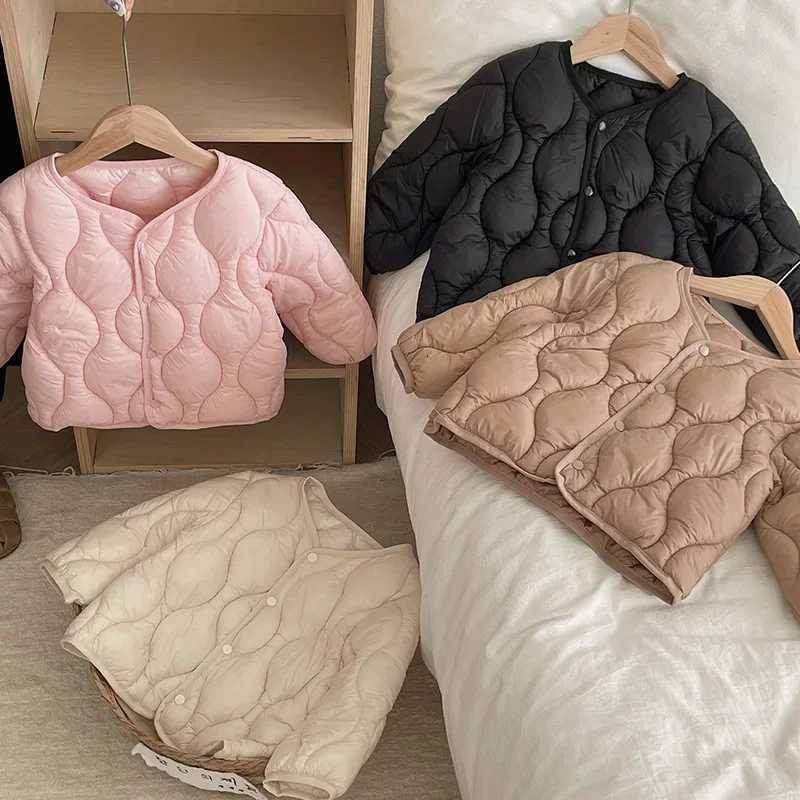 Outerwear Children Cotton Padded Coat Boys Girls Solid Color Warm Winter Jacket Simple Versatile Round Neck Campus Style Kids CoT251016