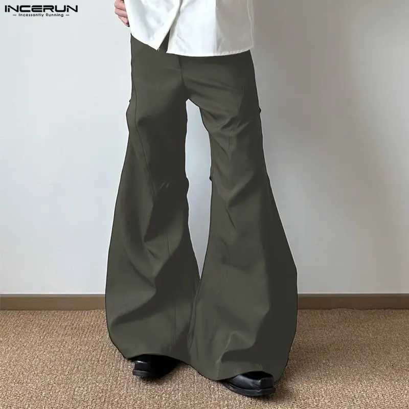INCERUN Men Wide Leg Pants Button Joggers Solid Color Loose Casual Trousers Men Streetwear 2025 Fashion Leisure Male Long Pants J251203