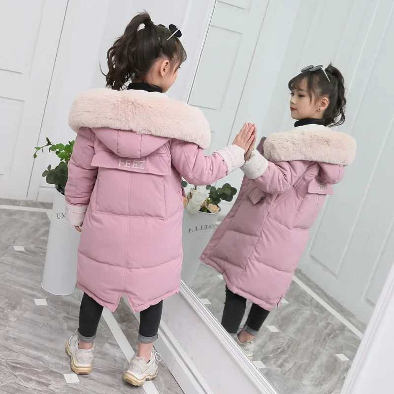 Children Winter Jackets Warm Down Cotton Coat New Girls Clothing Parka Fur Collar Coat Girl Thicken Overalls Hooded Kids ClothesT251016