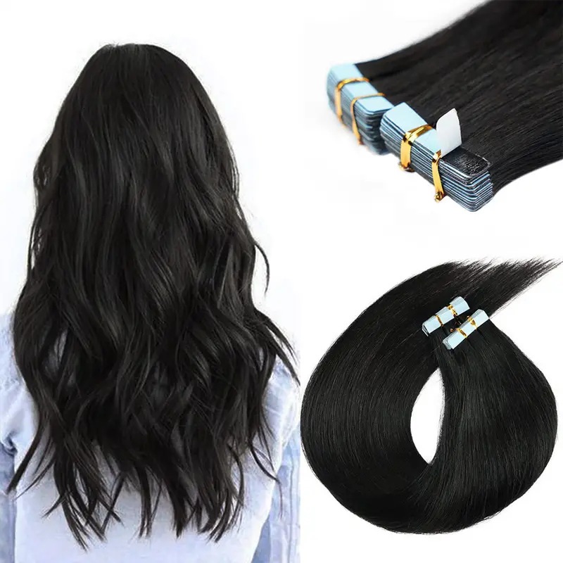 Natural Human Hair Extensions 20Pcs Each Pack Tape In Hair Extensions 12-24 Inch Lightweight and Reusable Hair Pieces Comfortable Hair Wefts