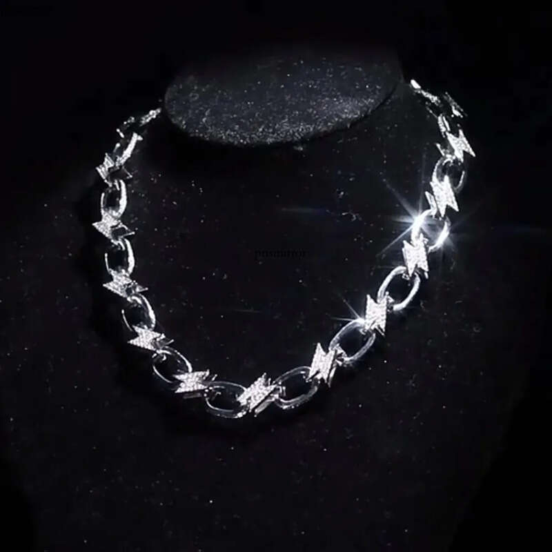 Hip Hop Lighing Jewelry Mens Womens Iced Out Clavicle Chain Gold Chokers Necklace