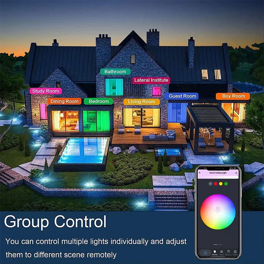 Tuya Smart WiFi Ceiling Light 24W 220V RGB Circular Ambient Lamp APP Control Work With Alexa Google Home For Bedroom Home Decor 251016