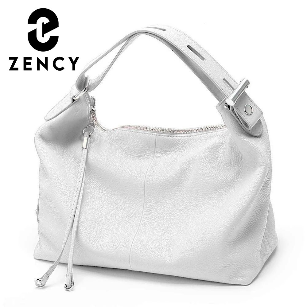 Zency 100 Genuine Leather Women Hobo Bag White Lady Tassel Shoulder Bags Classic Red Handbag Crossbody Purse Trendy 251014