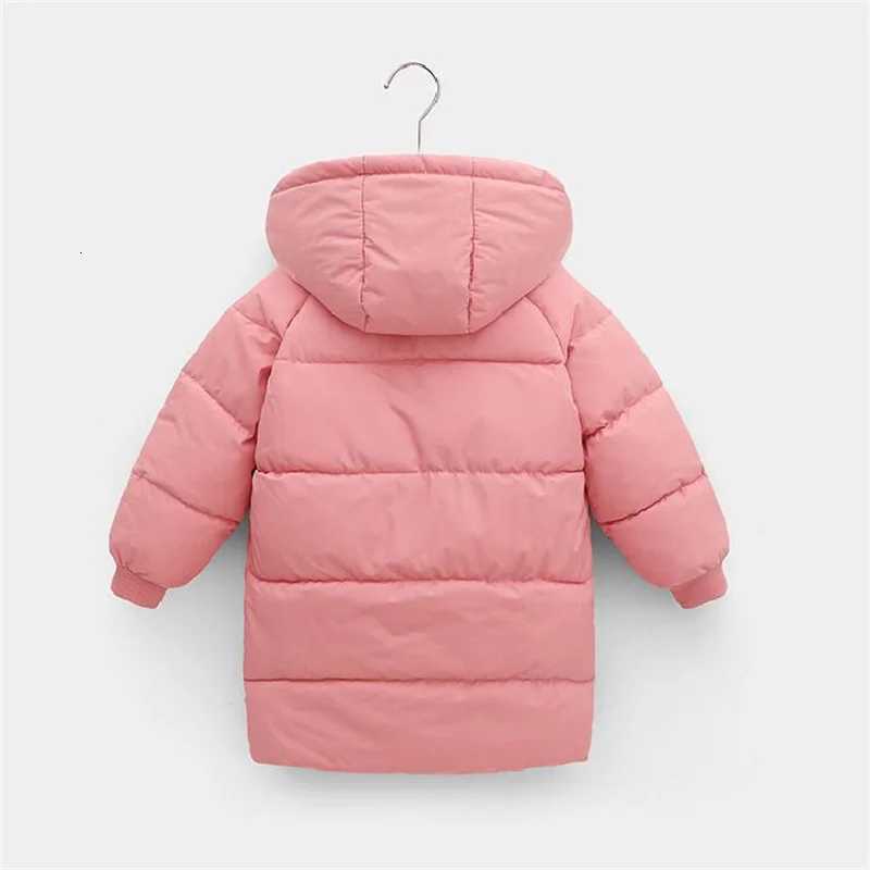 Winter Cold Protection Warm Hooded Jacket Kids Boys Girls Solid MidLength Coat Windbreaker Outerwear Casual Clothing 310 YearsT251016
